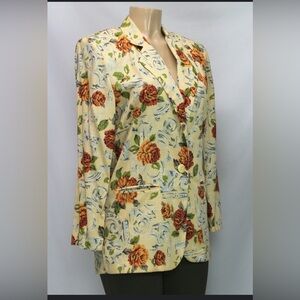Jaclyn Smith Floral Blazer with Orange and Green Accents